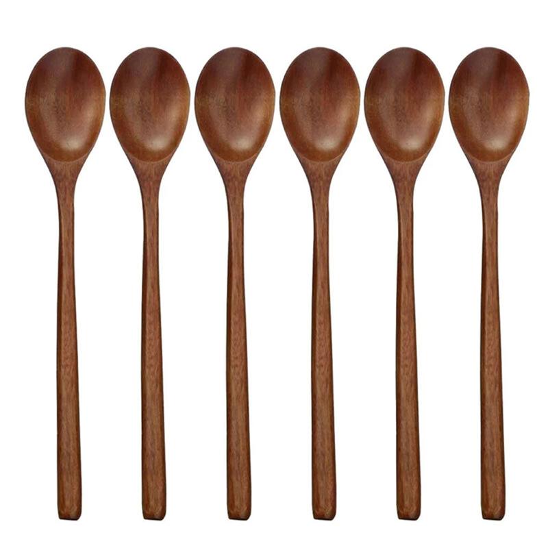 1 Piece Wooden Spoon Bamboo Kitchen Korean Style 9 Inch Natural Wood Soup Tableware Cooking Honey Coffee Spoon Mixing Spoon4