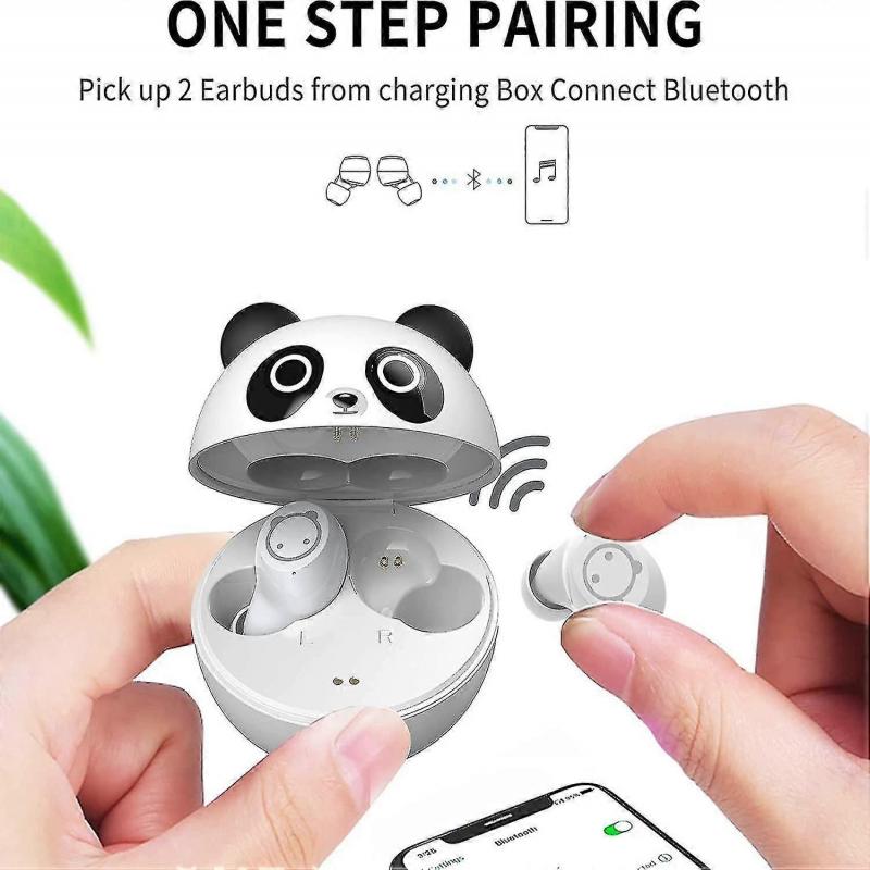 Kabellose Panda Touch Bluetooth-Ohrhörer mit Ladebox, 36 Stunden Wiedergabezeit für iPhone und Android, kabellose Kopfhörer mit Mikrofon