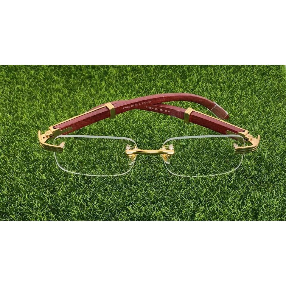 RSINC Rimless WOOD frame/eyeglass/Spectacle, Golden Brown 55-18-140 JL186306162779