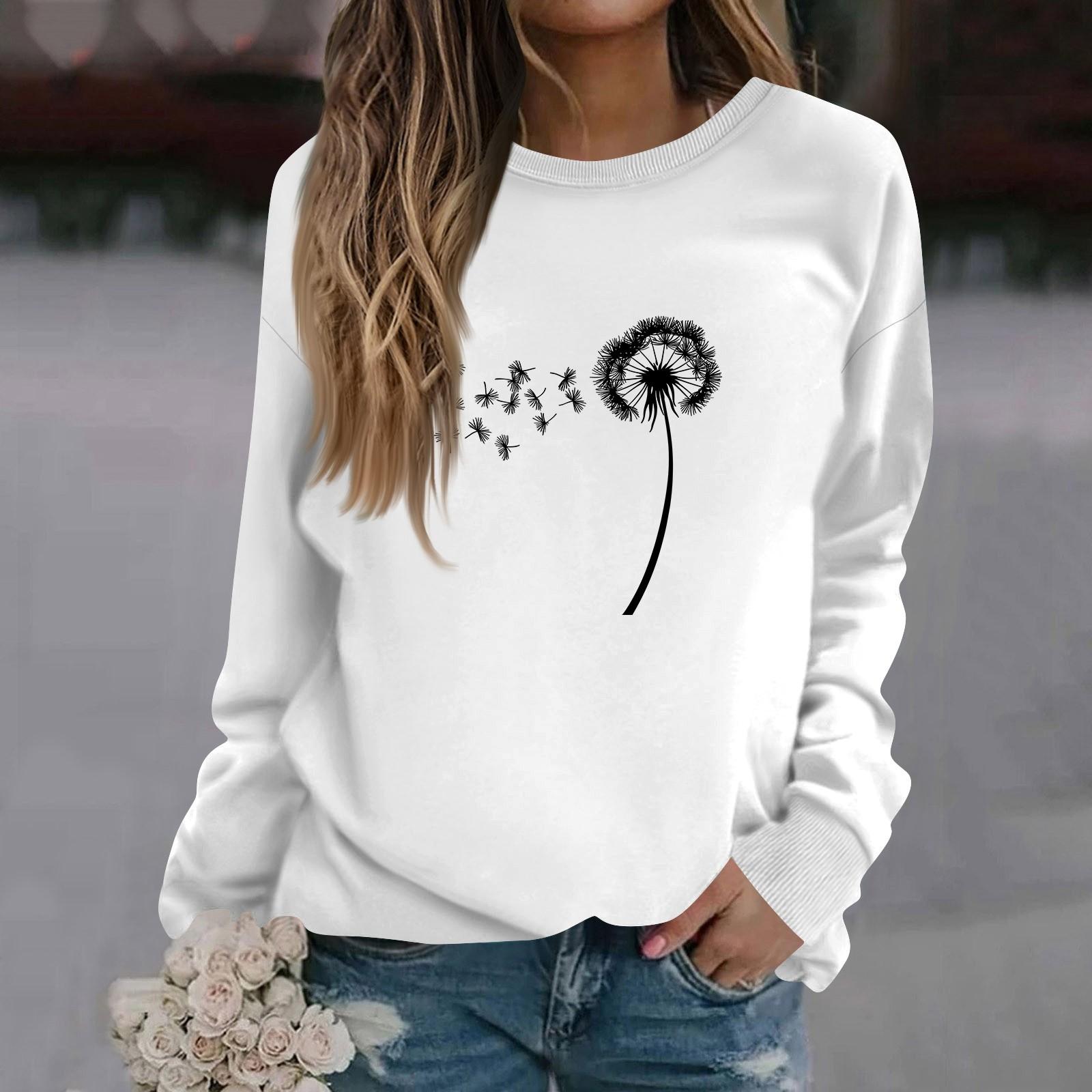 

Женская модная повседневная толстовка с длинным рукавом и круглым вырезом с принтом S белый