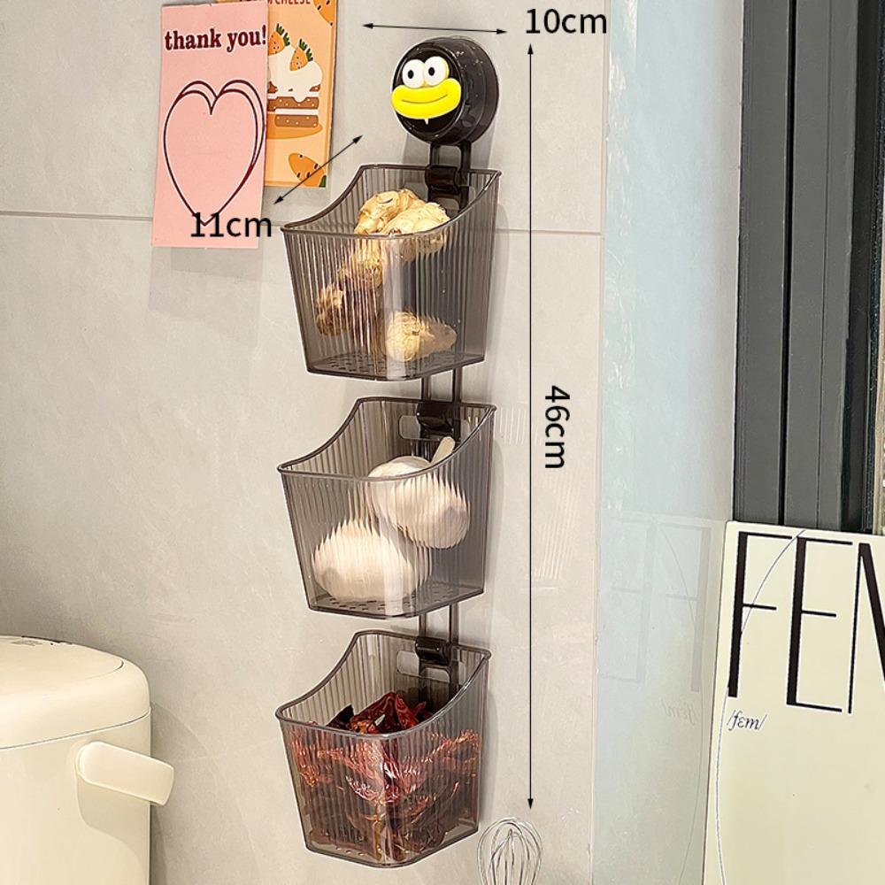 Kein Stanzen Küchenaufbewahrungsbox Abtropfbares Regal Organizer Behälter Niedlicher Aufbewahrungskorb Badezimmer