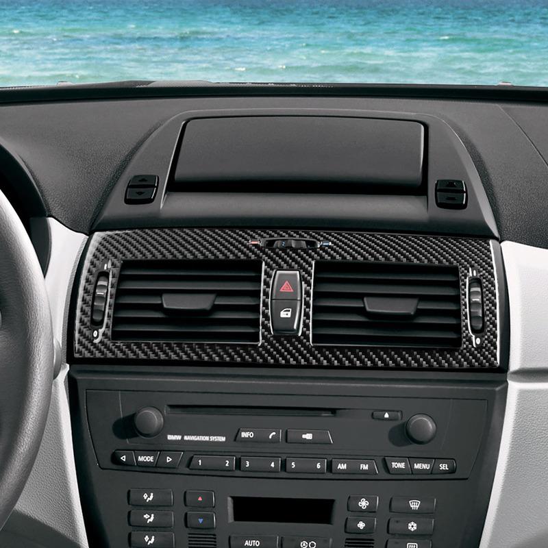 Real Carbon Fiber Car Accessories Center Air Vent Trim Cover Soft Sticker For BMW X3 E83 2004 2005 2006 2007 2008 2009 2010