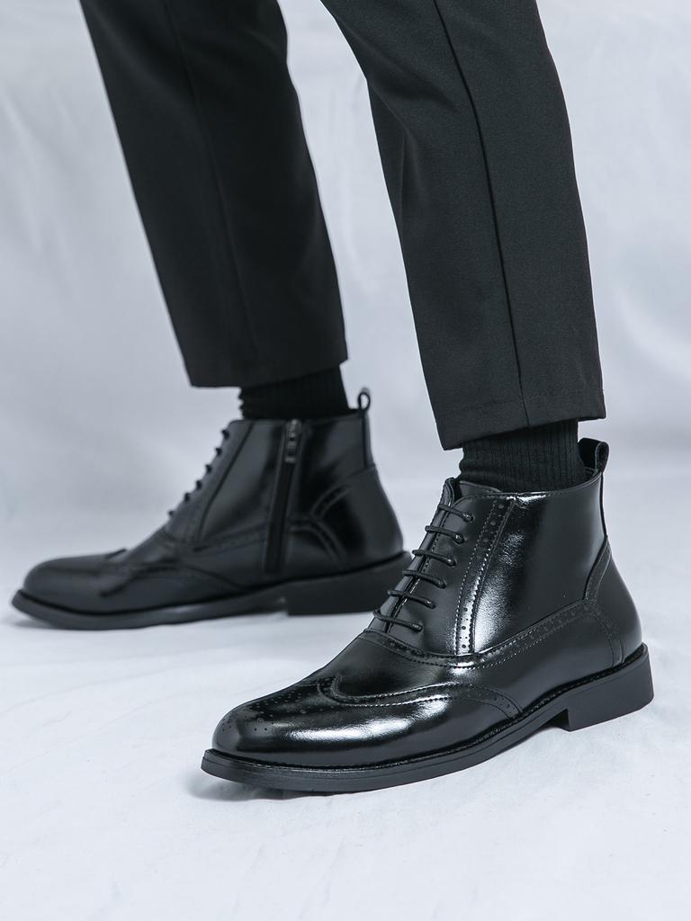 Luxury New Designer Men Pointed Black White Mix Patchwork Casual Ankle Boot Male Winter Fashion High Tops Shoes Zapatos Hombre