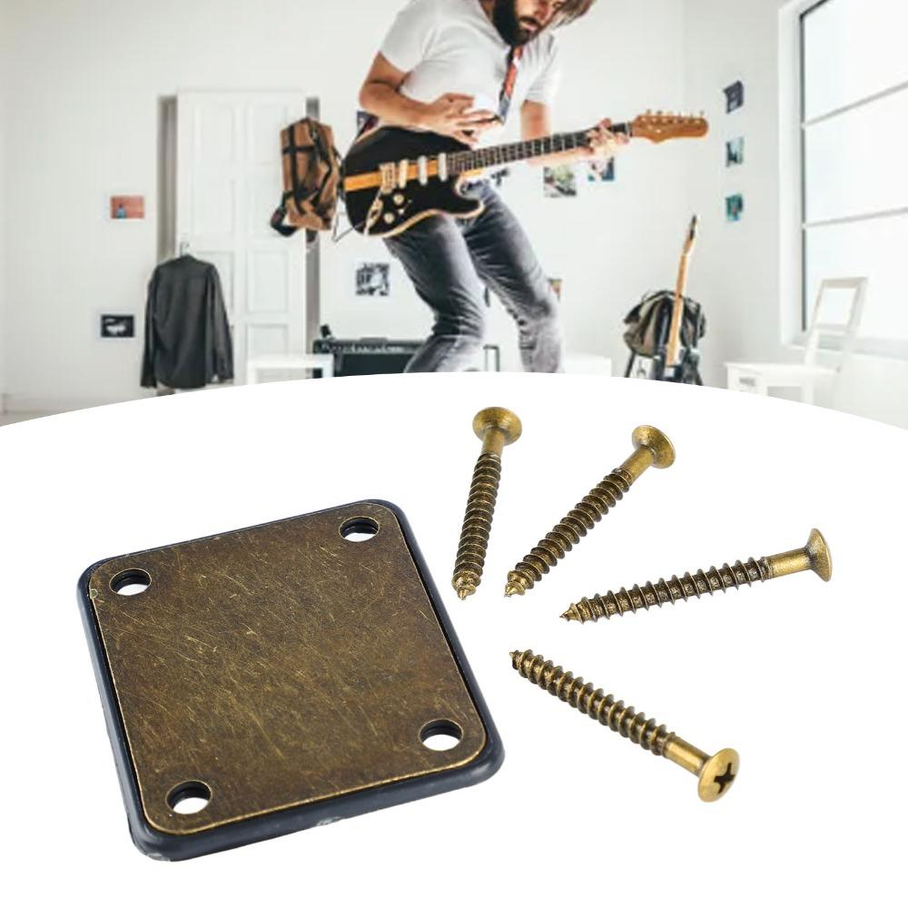 4 Holes Guitar Neck Plate Metal+Plastic Material Neck Joint Plate For Electric Guitar
