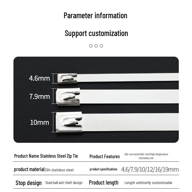 Serre-câble marin autobloquant résistant aux hautes températures en acier inoxydable 304 4,6 mm x 300 mm