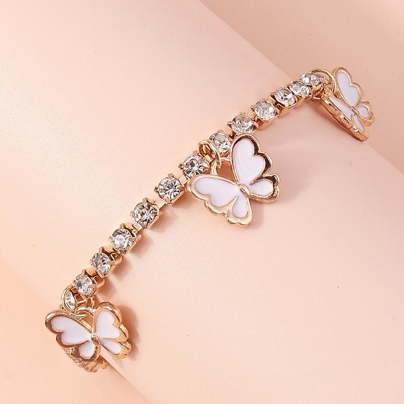 Cute Butterfly Pendant Anklet for Women Girls Rhinestones Chain Ankle Bracelet Foot Jewelry Gift