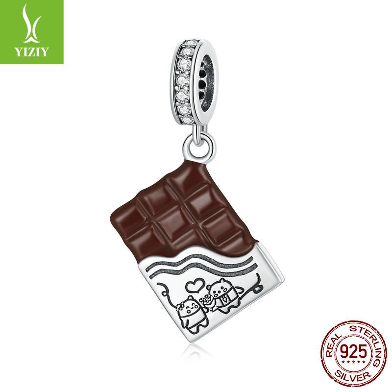 

Love Chocolate Diy Bracelet Pendant, Valentine S Day Gift Dripping Oil S925 Silver Beads Scc1782
