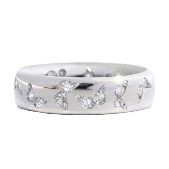 

Fashion Women Butterfly Cubic Zirconia Inlaid Finger Ring Wedding Party Jewelry US 6 белый