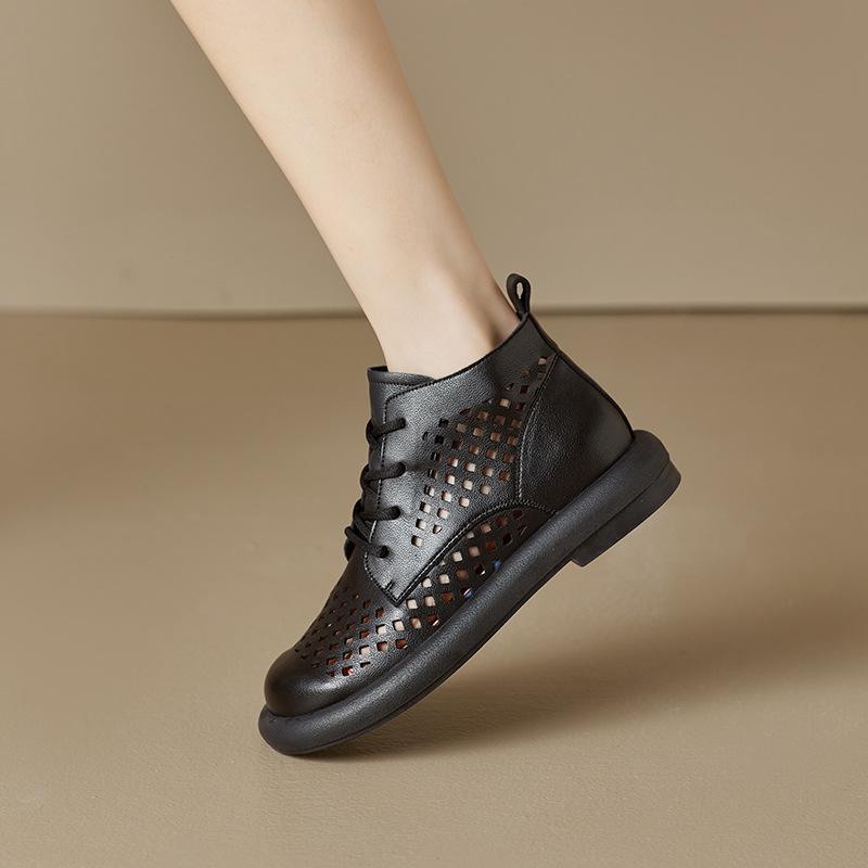 

Spring and summer hollow Martin boots women s lace-up spring and summer thin breathable retro punching short boots women 39