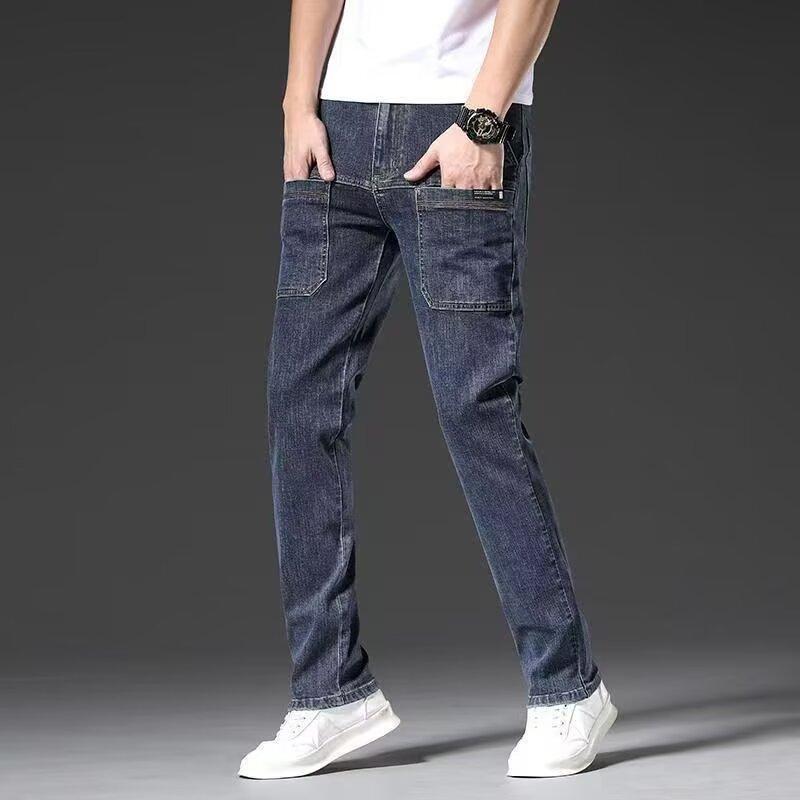 

Мужские джинсы дропшиппинг летние свободные прямые повседневные стильные брюки 40 синий