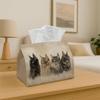 1pc Realistic Animal Portrait Cat Tissue Box - Three Maine Coon Kitten Fluffy Durable Decorative Storage Organizer for Kitchen, Living Room, Bedroom, 