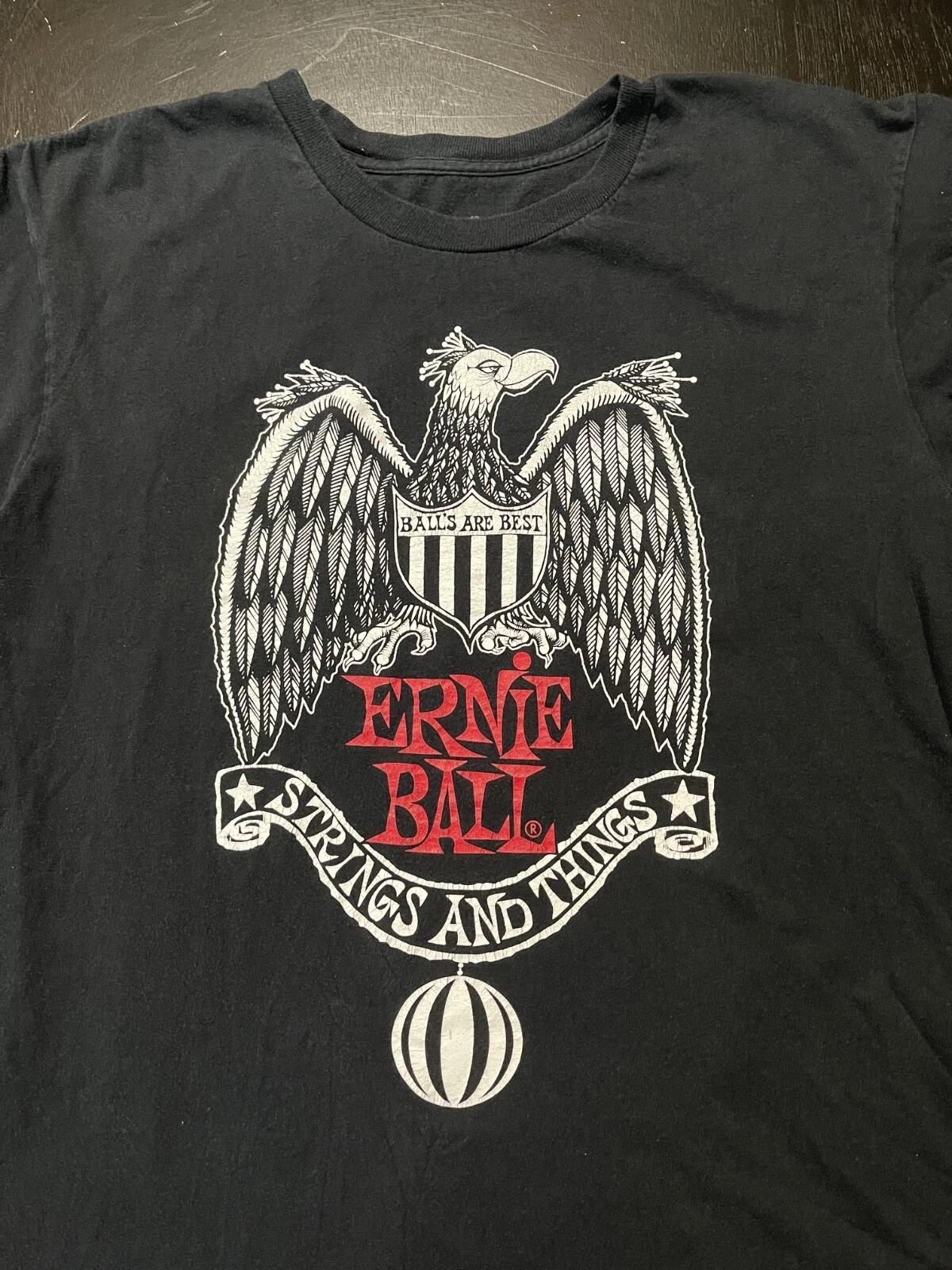 Хлопковая футболка Ernie Ball Balls Are Best Strings And Things, Мужская, Черная, Бирка выцвела, Размер S/M S