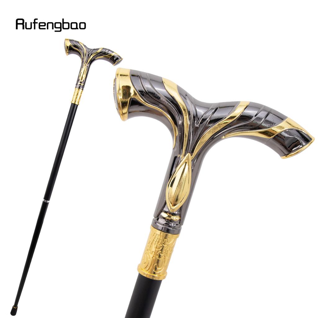 Gold Schwarz Fließende Linien Adler Luxus Mode Cosplay Stock Party Dekorativer Stock Eleganter Krummstabknauf Gehstock 92cm