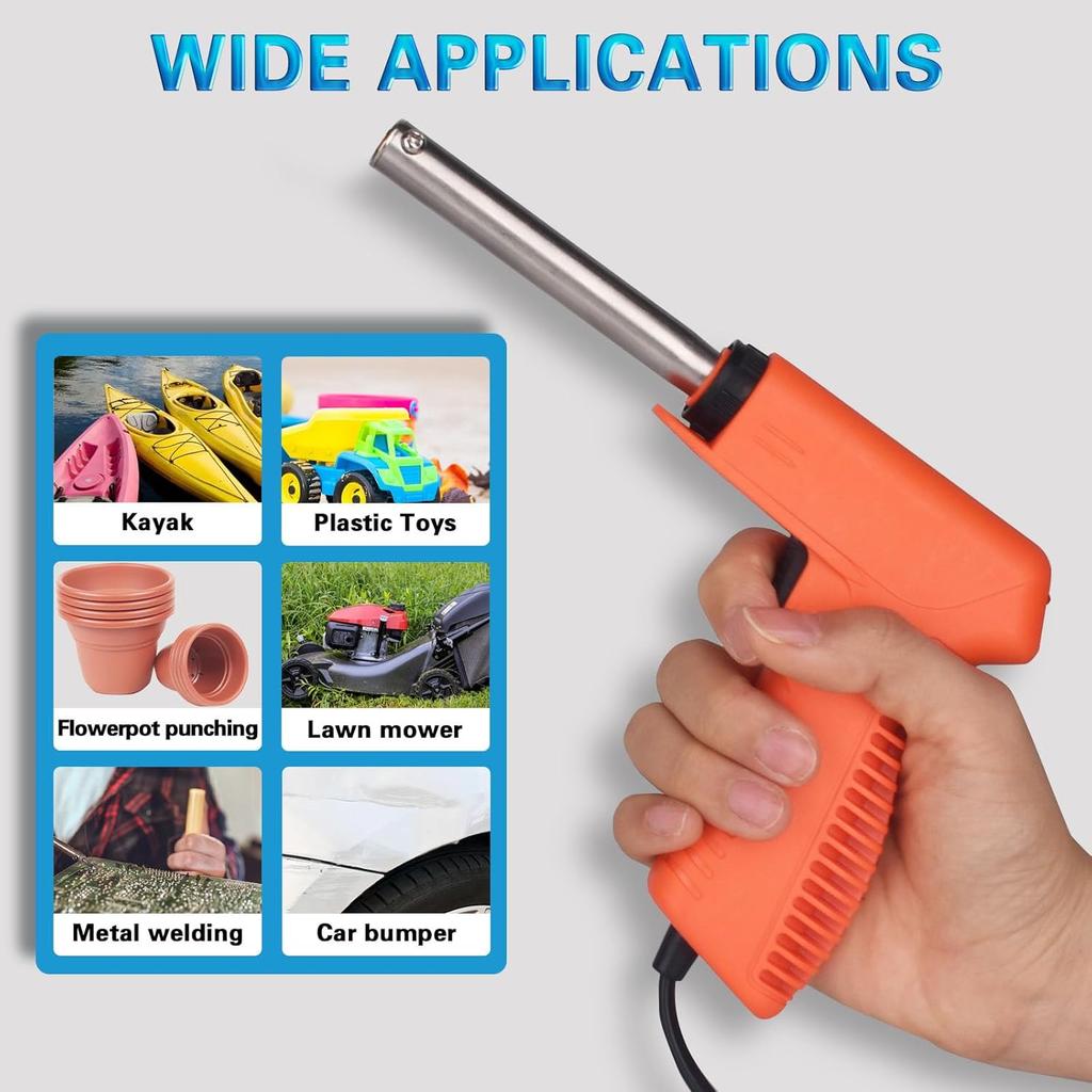120W Plastic Welder, 5 Tips 3 In 1 Plastic Welding Kit, Plastic Repair Kit With 91pcs Welding Rods, 2-Speed Portable Gun Style Bumper Repair Kit For