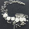 Wedding Hairpin Shiny Rhinestone Flower Decor Alloy Artificial Rhinestone Beads Flower Pearls Vine Headband for Beauty