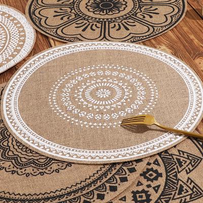 Boho Mandala Yuvarlak Masa Örtüleri Isıya Dayanıklı Keten-Pamuk Masa Matları Yıkanabilir Kaymaz Yemek Masası Dekorasyonu