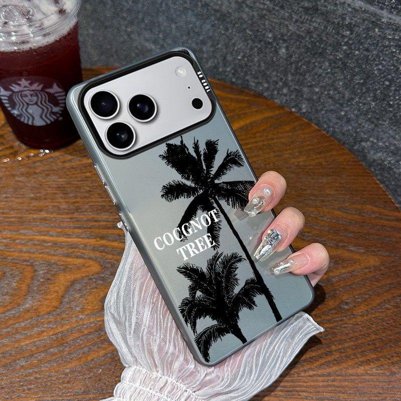 Simple Coconut Tree Silver Drop-Proof Case for iPhone 17/16/15/14/13 Pro