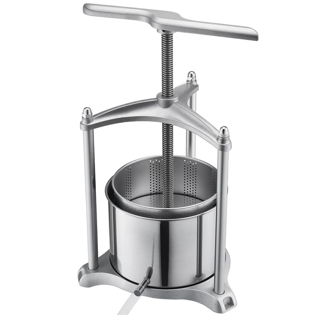 Fruit Wine Press, 1.6 Gallon/6L, Stainless Steel Manual Juice Maker with Powerful T-Shaped Handle, Juice Making for Apple/Grape/Orange/Berry,