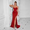 Mode Damen Neues Abendkleid Großer Schwingender Rock Tube Top Sexy Lang Einfarbiges Kleid Kleid