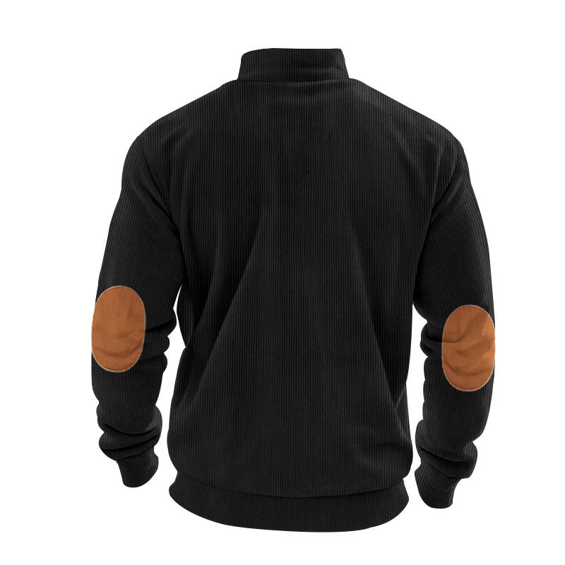 Men's Corduroy Half-Zip Stand Collar Long-Sleeve Hoodie - Autumn/Winter Collection