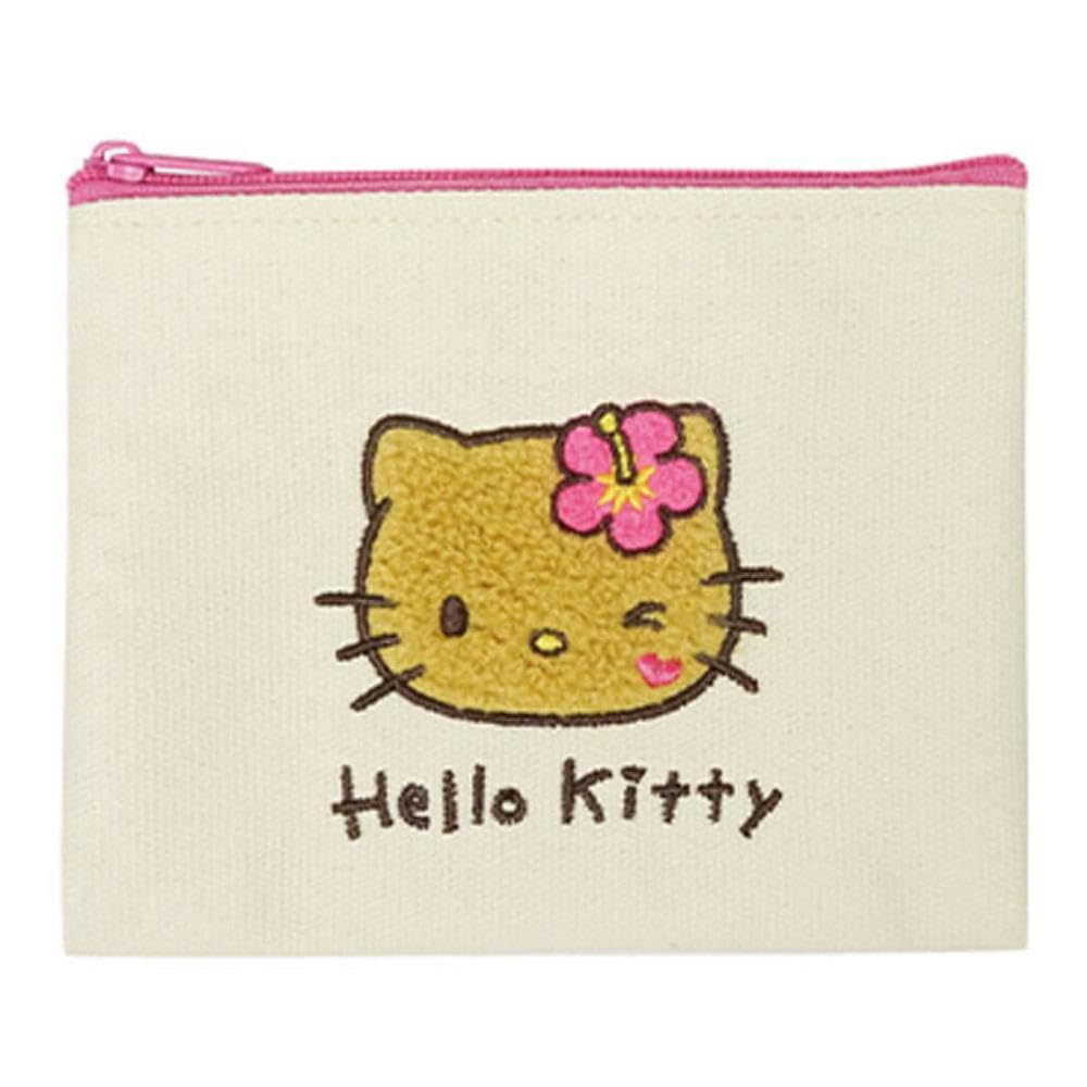 K Company Sanrio Characters Canvas Flat Mini Pouch Hello Kitty Sunburn SAC-HFM-KTHI H9W13D0.5cm