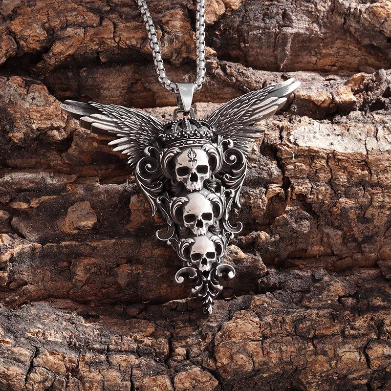 Accessories Skull Wings Style Hip-Hop Trendy Men's Pendant Necklace