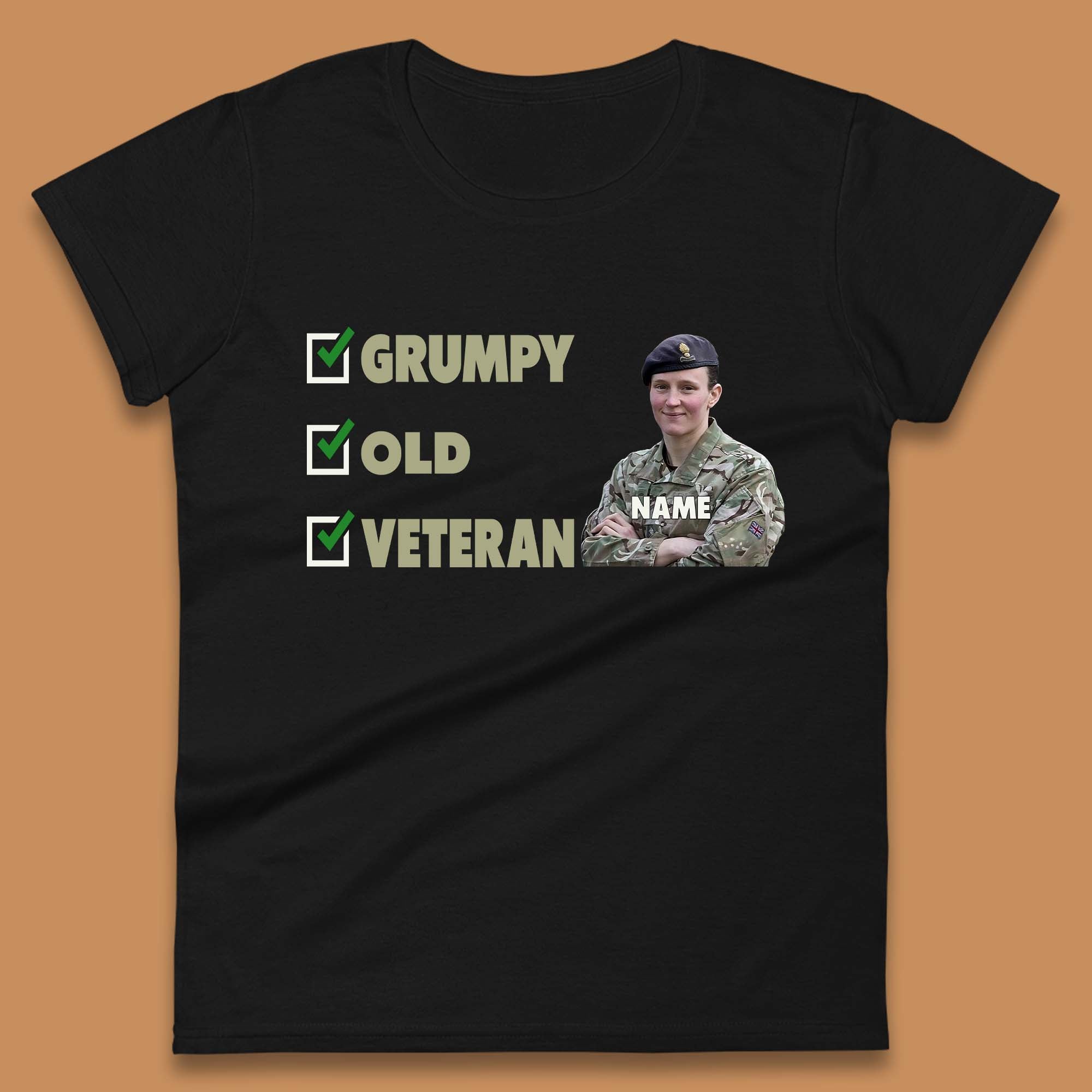 

Personalised Grumpy Old Veteran Womens T-Shirt Mens Tops Tees Unisex 2XL