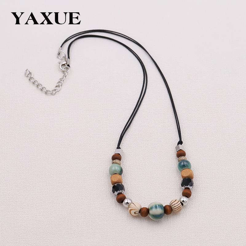 Ethnic Style Ceramic Beaded Necklace - Women's Versatile Clavicle Chain, European & American Jewelry.
