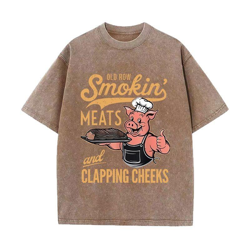 Letní nové old washed tričko volného střihu s potiskem piggyback street skateboarding bavlna hip-hopové tričko