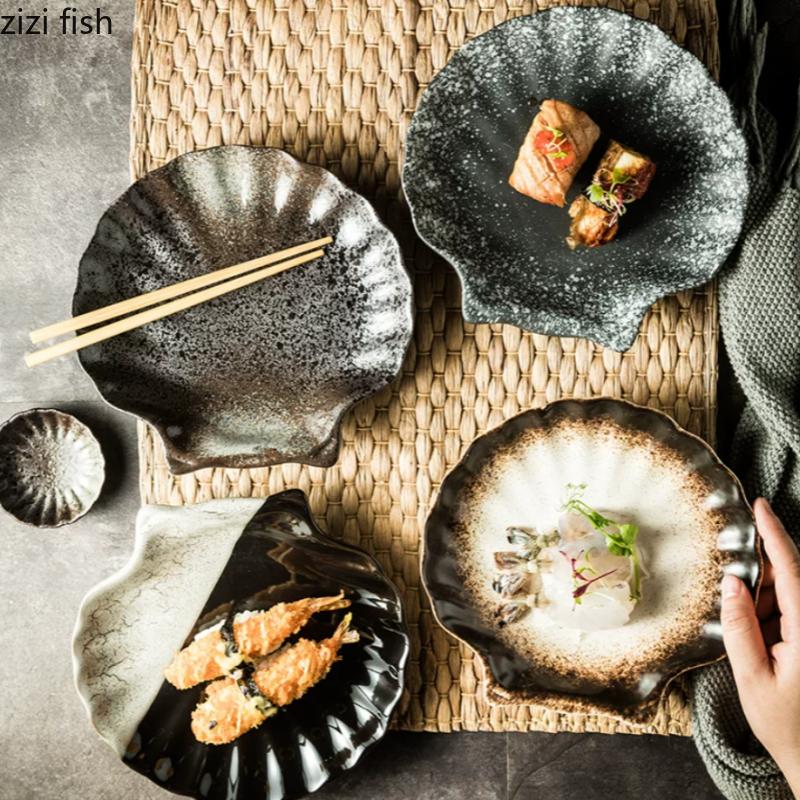 Shell Ceramics Dinner Plate Sushi Plates Fruit Bowl Dessert Plate Dim Sum Dish Salad Bowl Sashime Plates Decorative Bowls Tray