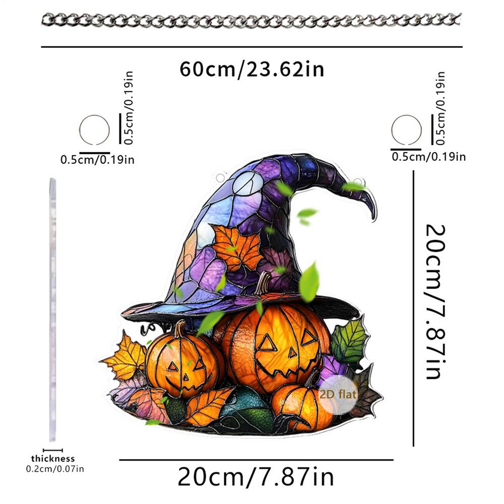Шляпа Хэллоуинской Ведьмы Ловец Солнца Витражное Настенное Искусство Украшение Для Хэллоуинской Вечеринки 2D Праздничное Сезонное Украшение