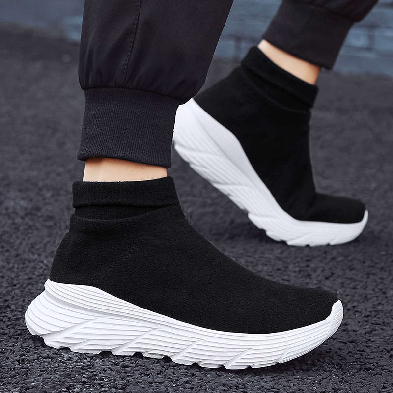 Fashion Knitting Height Increasing Women's Medium Heel Shoes Oxford Cute Heels For Women Dark Blue Shoes Sneakers Sports Overseas