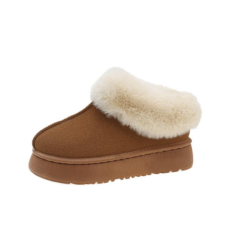 Thick-soled Warm Snow Boots for Women 2025 Winter Thickened Warm Fur Integrated Outer Wear Casual Fluffy Shoes