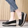 Ladies Platform Loafers Casual Elegant Black Leather Women Thick Sole Shake Shoe Plus Size