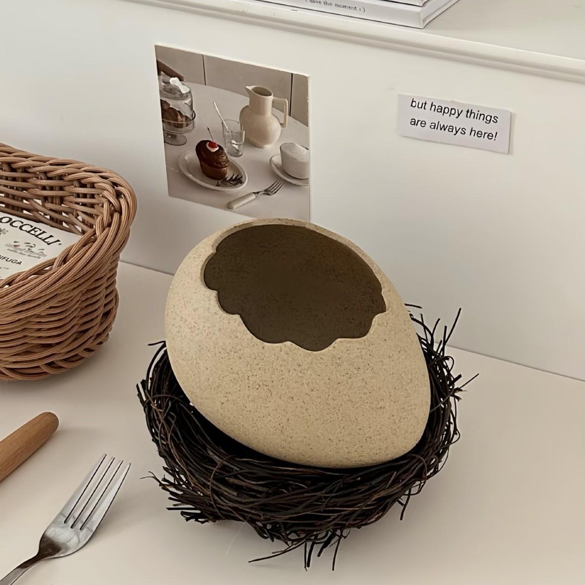 

Eggshell Shape Tableware Creative Bird s Nest Bird s Nest Dessert Bowl Cold Drink Barbecue Restaurant Instant Noodle Bowl Plate Large Size