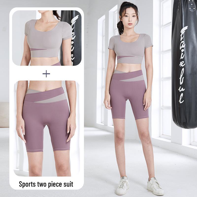 Color Block High-Waist Yoga Set: Quick-Dry, Tummy Control, Hip Lift, Two-Piece for Women