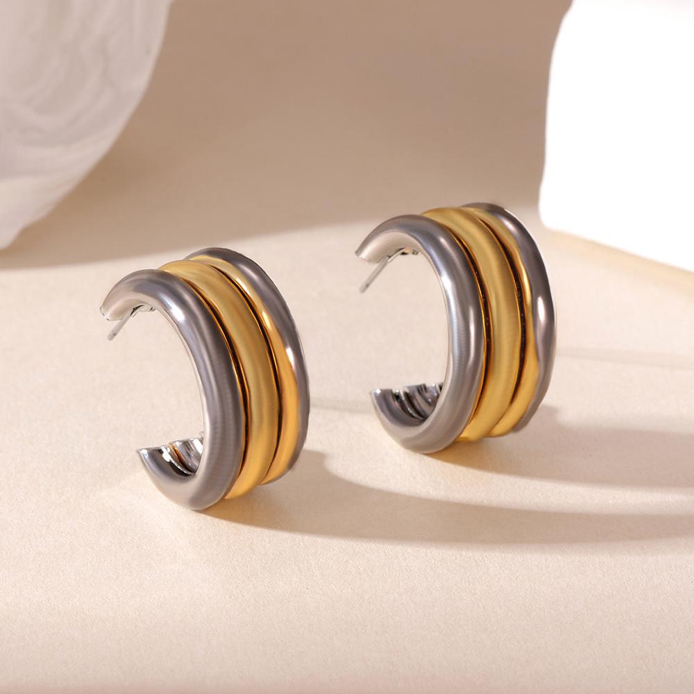 

Fashion Mixed Color Geometric Hoop Earrings for Women Wholesale Statement Multilayer Texture Metal Stud Earrings Trend Zircon