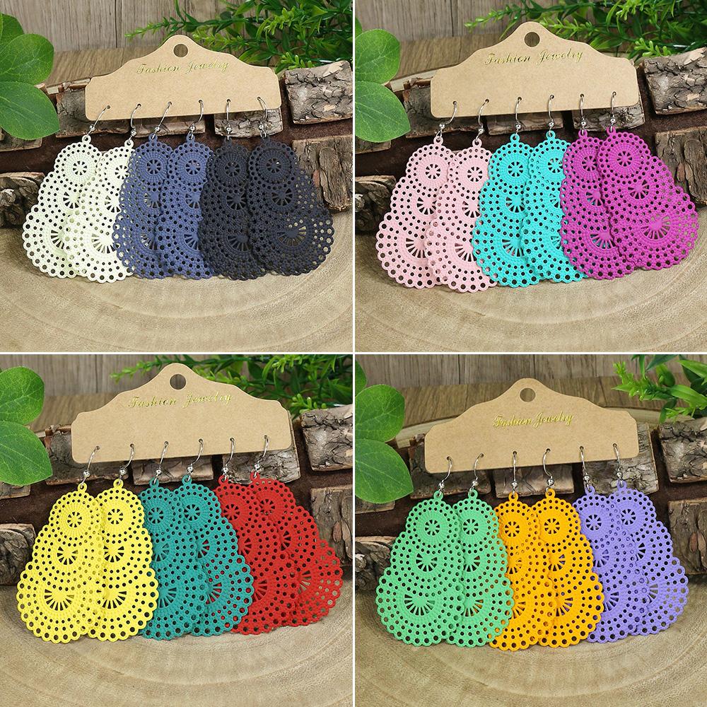 Lucky Star Jewelry Women's Bohemian Fashion Earrings Personalized Set Temperament Simple Droplet Hollow Multi Layered Holiday Gift