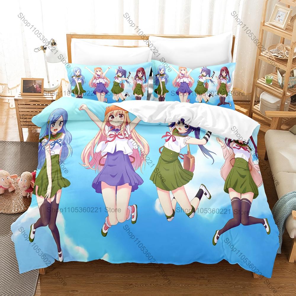 Himouto! Umaru-chan Bedding Set Duvet Cover + 2 Pillowcases Cute Anime Umaru Doma Hamster Hoodie Kawaii Bedroom Decor