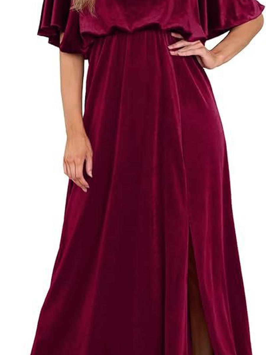 

Autumn Winter New Women s Clothing Velvet Tiered Ruffles Sleeve Dress Women XL червоний
