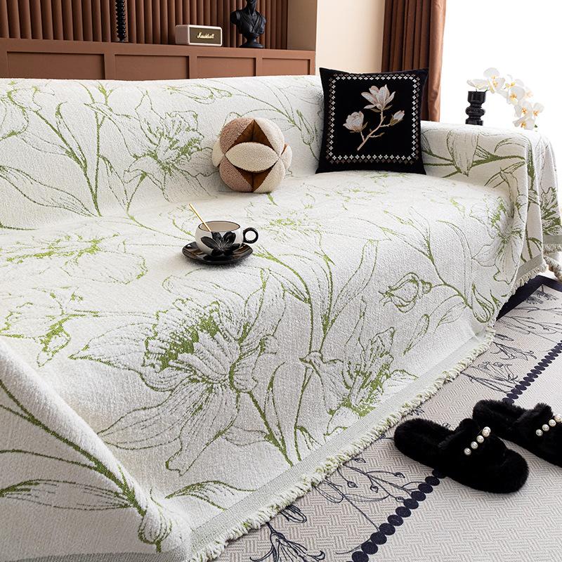 Half-fleece sofa cover towel does not shed hair, autumn and winter straight-row sofa special thickened a whole sofa cover towel