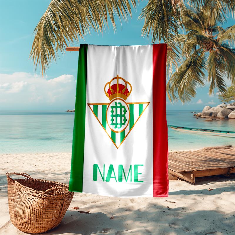Personlig anpassad proof strandhandduk med mönster från Real Betis Balompié - mjuk, absorberande, snabbtorkande, perfekt för simning, camping och bad