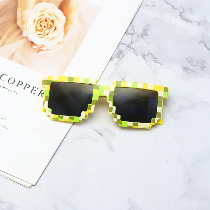 Kids Sunglasses Funny Sun Glasses Cosplay Action Game Toy Square Glasses Pixel Mosaic Thug Life Eyewear Children's Gift