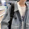 Men Denim Jacket Stylish Men's Denim Jacket Men Autumn Jacket Long Sleeves Thermal Buttons Pure Color Autumn Denim Jacket for Daily Wear