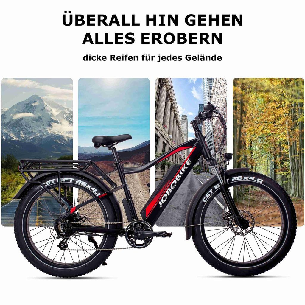 JOBOBIKE Robin 26’’ Electric Bike for Adult 250W Bafang Motor 48V13AH