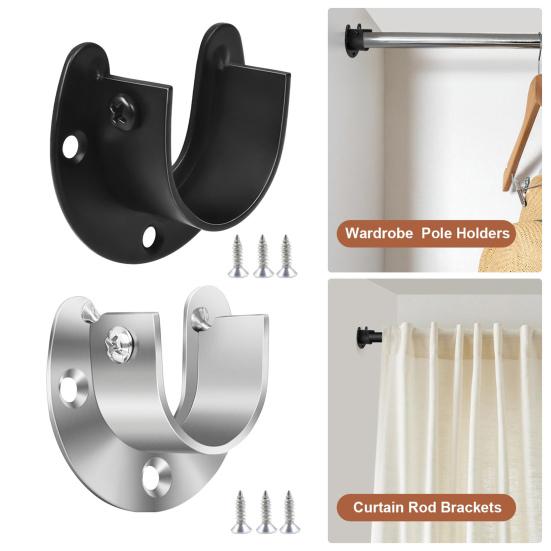 1/4/8Pcs Stainless Steel Closet Rod Holders Strong Load-bearing