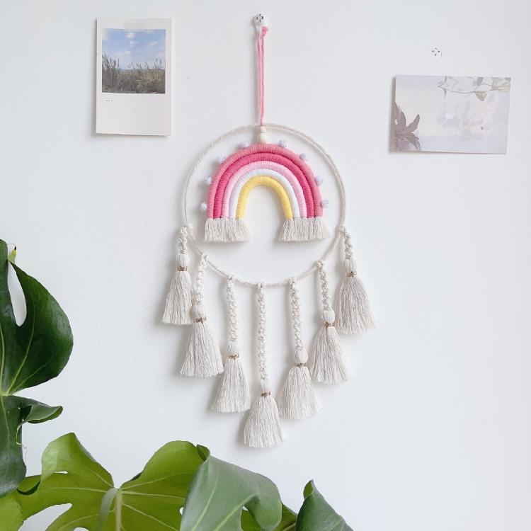Dormitory Wall Window Handwoven Tassels Sky Rainbow Supplies for Home Office