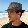 Jazz Hat Hollow Design Breathable Summer Sun Protection Hat with Ribbon Decor Wide Brim Straw Hat Outdoor Cycling Versatile Headwear