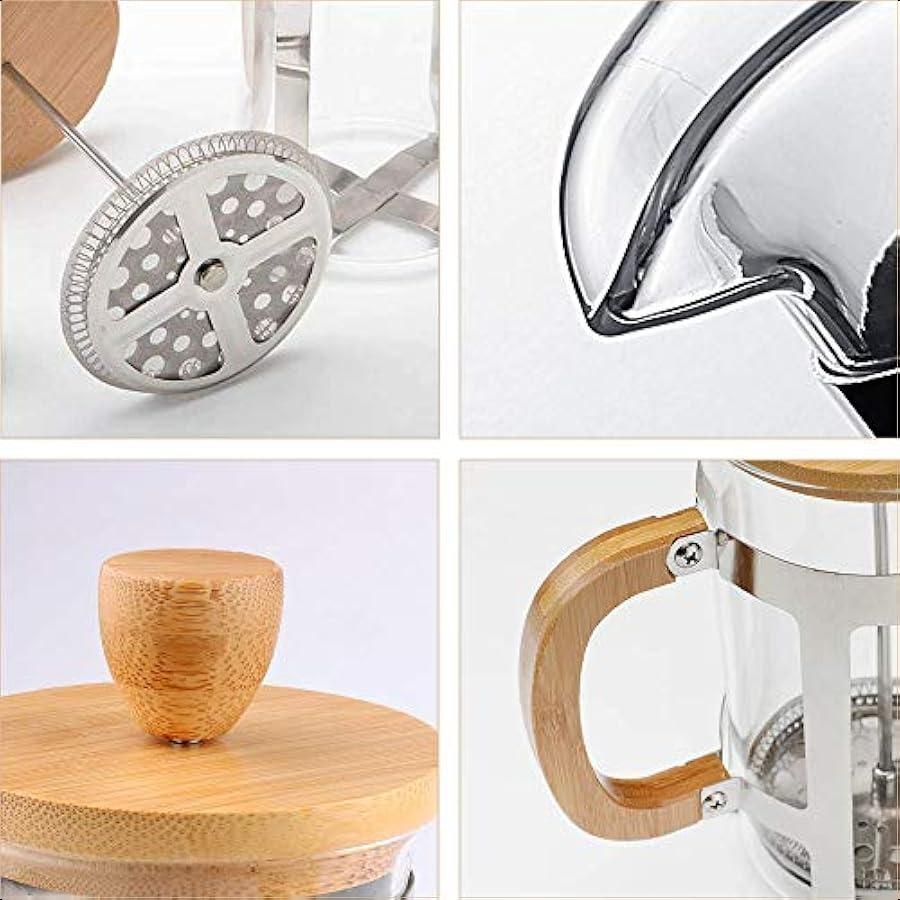 12 Oz French Press Coffee Tea Maker Single Cup Espresso Press Stainless Steel Filter 0.35L High Borosilicate Carafe Durable Bam