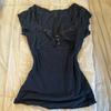 Vintage Slim Lace T-shirt Solid Color Casual Pattern Commuter High Street Fashion Y2K Cropped Top Trash Punk Hop Women's T-shirt